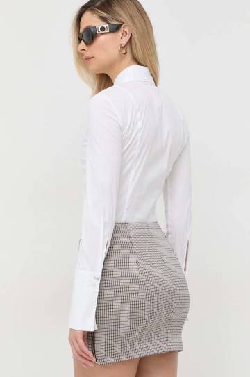 Боди Patrizia Pepe женская цвет белый slim классический воротник Боди Patrizia Pepe женская цвет белый slim классический воротник