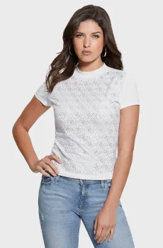 Женская белая футболка с узором Белый XS Guess W4BI26.J1314;G011