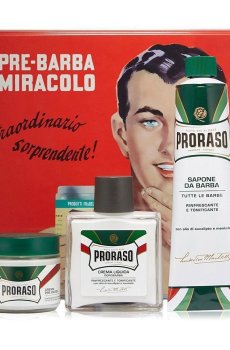 Винтажный набор Proraso Gino для мужчин (крем для бритья, 150 мл + бальзам после бритья, 100 мл + крем до бритья, 100 мл)