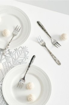 Набір з 4 різдвяних виделок з мотивом сніжинок - срібний