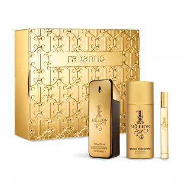 Парфюмированный набор мужской Rabanne 1 Million (туалетная вода, 100 мл + дезодорант-спрей, 150 мл + туалетная вода, 10 мл) Парфюмированный набор мужской Rabanne 1 Million (туалетная вода, 100 мл + дезодорант-спрей, 150 мл + туалетная вода, 10 мл)