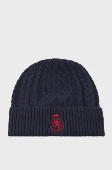 Мужская темно-синяя шерстяная шапка CREST Синий ONESIZE Tommy Hilfiger AM0AM13828