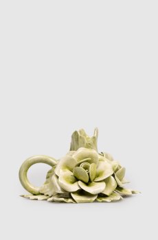 Зеленый керамический подсвечник с розами