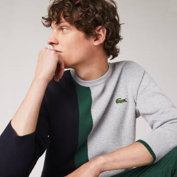 Lacoste светр чоловічий Colorblock з круглим вирізом Lacoste светр чоловічий Colorblock з круглим вирізом