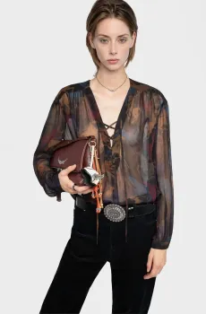 Женская блуза с узором Tamela Разноцветный S ZADIG&VOLTAIRE WWSH02262_DARK CHOCOLATE