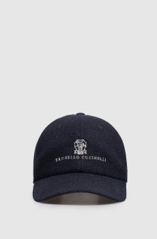 Синяя кепка из льна, шелка и шерсти с логотипом