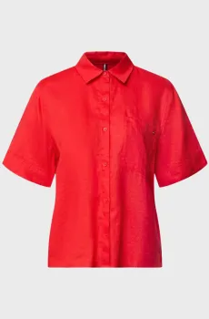 Женская красная льняная рубашка Красный XS Tommy Hilfiger WW0WW48925