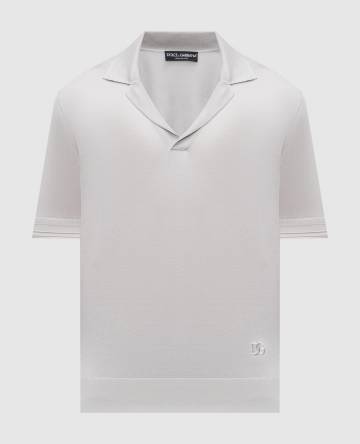 Серое поло из шелка с вышивкой монограммы логотипа DG