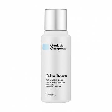 Эксфолиант для лица Geek & Gorgeous Calm Down 4% PHA + BHA Liquid для чувствительной кожи, с кислотами, 100 мл Эксфолиант для лица Geek & Gorgeous Calm Down 4% PHA + BHA Liquid для чувствительной кожи, с кислотами, 100 мл