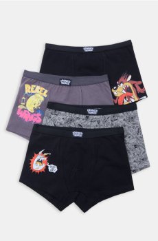 Боксери, 4 пари Looney Tunes - чорний