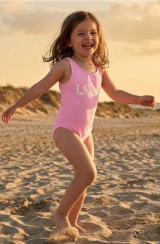 Купальник з квітковим написом "Love" - рожевий