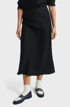 Женская черная льняная юбка LINEN BLEND SKIRT Черный 34 Gant 4400162
