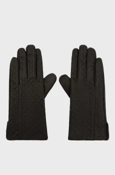 Женские черные кожаные перчатки PANELED AOP Черный M-L Calvin Klein LV04F8122G