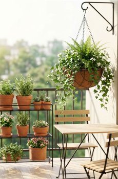 Підвісне металеве садове кашпо з корковою вкладкою - синьо-зелений