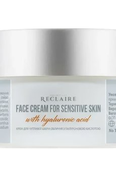 Крем Reclaire Face Cream для чувствительной кожи лица, с гиалуроновой кислотой, 30 мл
