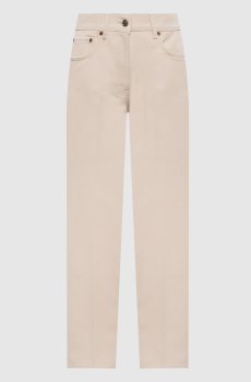 Бежевые джинсы с логотипом патча