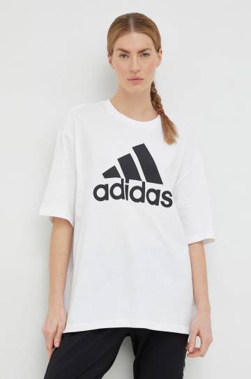 Хлопковая футболка adidas цвет белый Хлопковая футболка adidas цвет белый