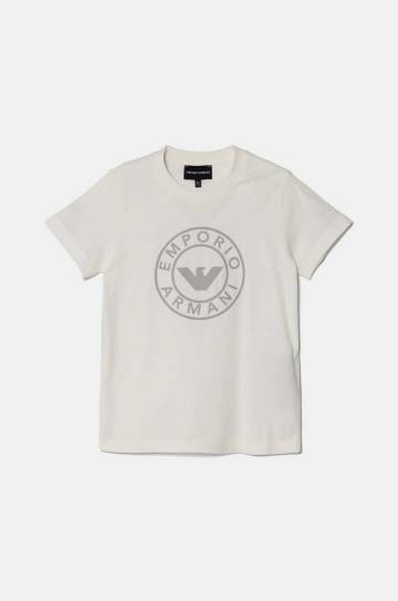 Детская хлопковая футболка Emporio Armani 2 шт цвет белый с принтом 6D4DJ8 4J54Z Детская хлопковая футболка Emporio Armani 2 шт цвет белый с принтом 6D4DJ8 4J54Z