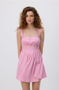 Reserved - Міні сукня з жатим ефектом - пильно-рожевий - 906GA-39X