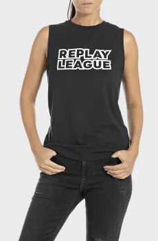 Женская черная майка Черный L Replay W3086A.000.23608P