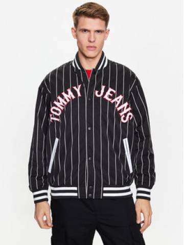 Tommy Jeans Куртка бомбер Pinstripe DM0DM15917 Чорний Relaxed Fit Tommy Jeans Куртка бомбер Pinstripe DM0DM15917 Чорний Relaxed Fit