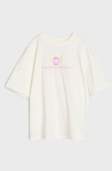 Бавовняна футболка з принтом Pusheen the Cat - кремовий
