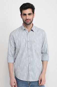 Parx Men Smart Slim Fit Abstract Printed Spread Collar Cotton Casual Shirt