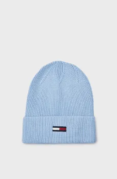 Женская голубая шапка TJW ELONGATED FLAG BEANIE Голубой ONESIZE Tommy Jeans AW0AW16777