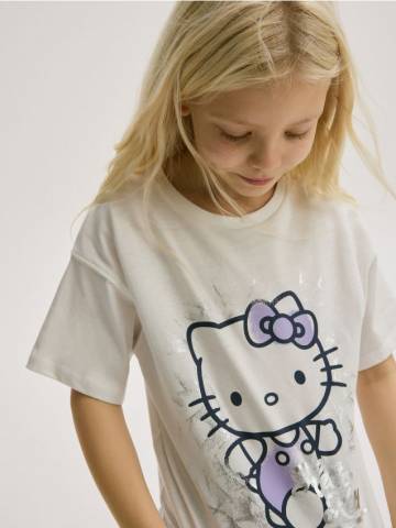 Reserved - GIRLS` T-SHIRT - кремовий - 670DM-01X Reserved - GIRLS` T-SHIRT - кремовий - 670DM-01X