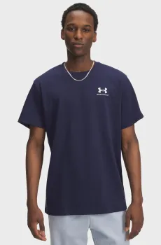Мужская темно-синяя футболка UA M LOGO EMB HEAVYWEIGHT SS Синий 3XL Under Armour 1373997-411