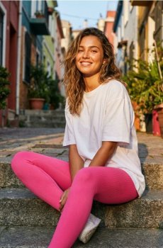 Спортивні легінси в смужку Gym Hard - яскраво-рожевий