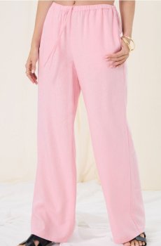 Штани wide leg - пастельний рожевий