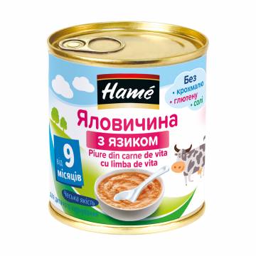 Детское мясное пюре Hame Говядина с языком, от 9 месяцев, 100 г Детское мясное пюре Hame Говядина с языком, от 9 месяцев, 100 г