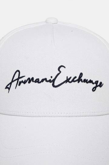 Хлопковая кепка Armani Exchange цвет белый с аппликацией 954224 CC516 Хлопковая кепка Armani Exchange цвет белый с аппликацией 954224 CC516