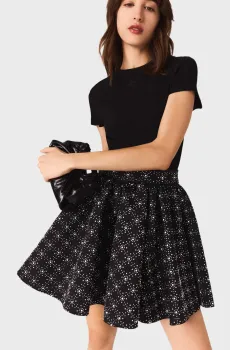 Женская черная юбка с узором Черный 36 MAJE MFPJU01549_Black