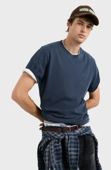 Мужская темно-синяя футболка PORTOBELLO Синий M Pepe Jeans PM5010493