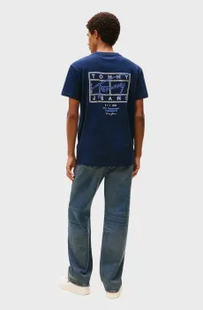 Мужская темно-синяя футболка REG SIGN Синий L Tommy Jeans DM0DM22319