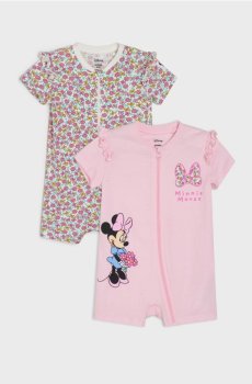Набір із 2 бавовняних ромперів з принтом Minnie Mouse - пастельний рожевий