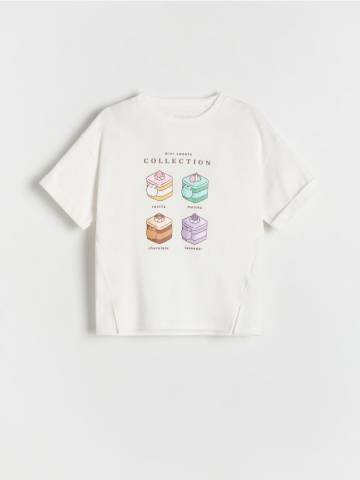 Reserved - Футболка з принтом Pusheen - кремовий - 535DB-01X Reserved - Футболка з принтом Pusheen - кремовий - 535DB-01X
