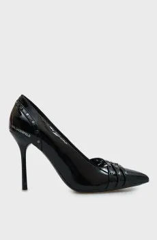 Женские черные кожаные лодочки SARABANDE Черный 38 Karl Lagerfeld KL30927