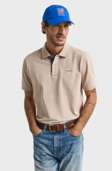 Мужское бежевое поло REG CONTRAST PIQUE Бежевый XL Gant 2062026