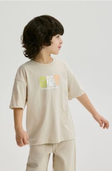 Reserved - Бавовняна футболка - нюдовий - 940HR-02X