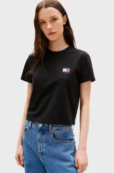 Женская черная футболка TOMMY US FLAG Черный XS Tommy Jeans DW0DW21423