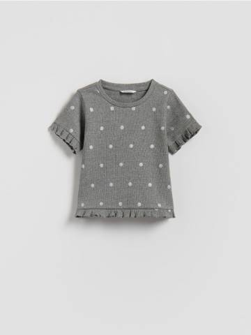 Reserved - Бавовняна футболка з принтом - темно-сірий - 574FT-90M