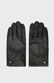 Мужские черные кожаные перчатки ESSENTIAL FLAG LEATHER GLOVES Черный S-M Tommy Hilfiger AM0AM11482