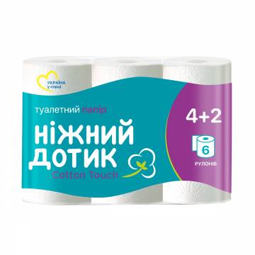 Туалетная бумага Ніжний дотик Cotton Touch 2-слойная, 6 рулонов Туалетная бумага Ніжний дотик Cotton Touch 2-слойная, 6 рулонов