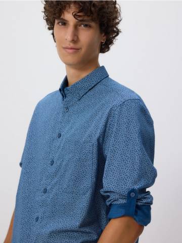 Reserved - Сорочка regular fit із дрібним принтом - індиго - 845FS-57P Reserved - Сорочка regular fit із дрібним принтом - індиго - 845FS-57P