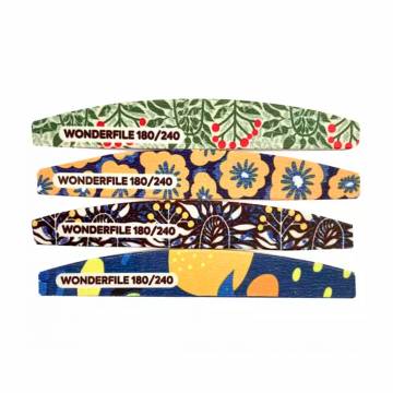 Пилка Wonderfile Полумесяц, с принтом, на деревянной основе на пене, 180/240 грит, 25 шт Пилка Wonderfile Полумесяц, с принтом, на деревянной основе на пене, 180/240 грит, 25 шт