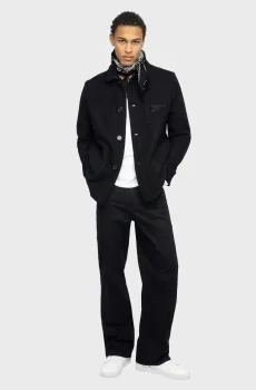 Мужская черная шерстяная рубашка-пальто Venezia Черный L ZADIG&VOLTAIRE WMOW01420_BLACK