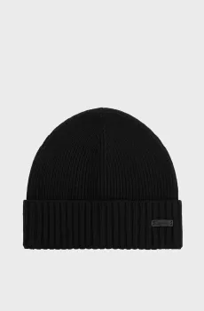 Мужская черная шерстяная шапка Черный ONESIZE BOSS 50495306;001